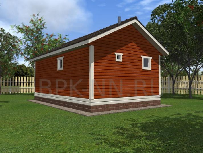 Баня каркасная 5х8 с террасой и с/у К048