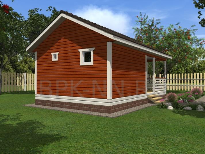 Баня каркасная 5х8 с террасой и с/у К048