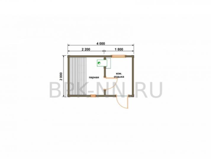 Баня каркасная 2х4 К020