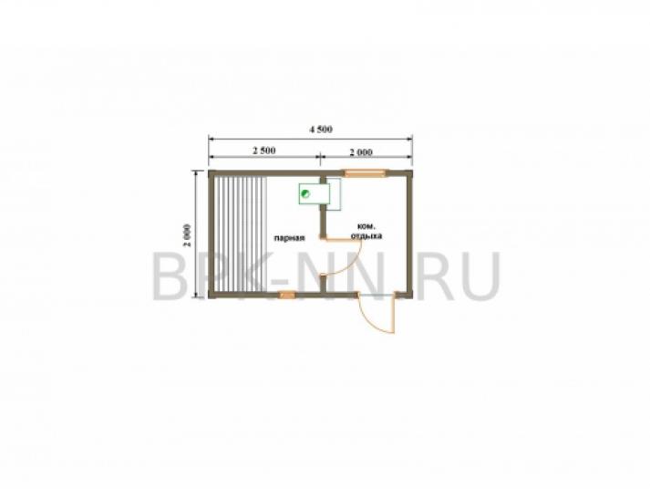 Каркасная баня 2х4,5 К017