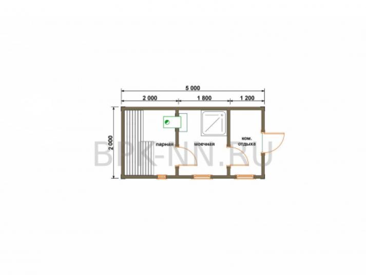 Каркасная баня 2х5 К018