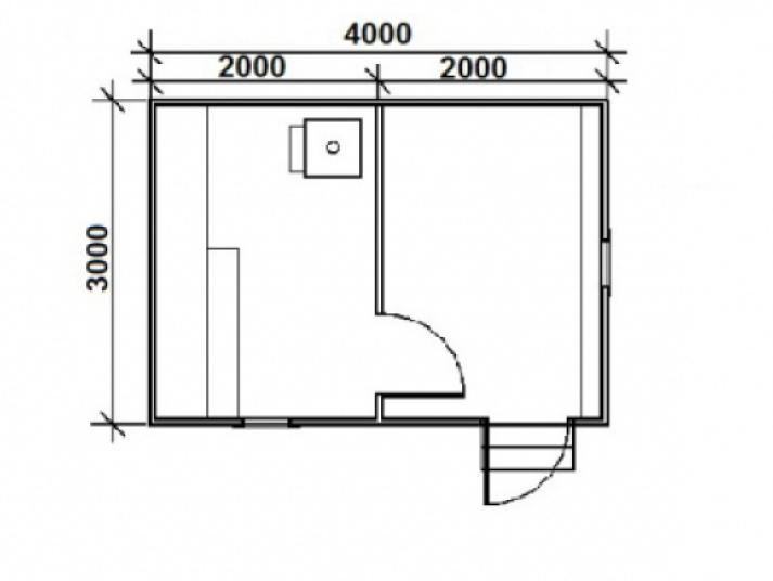 Баня каркасная 3х4 К002