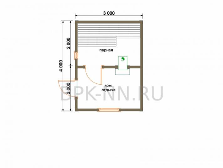 Каркасная баня 3х4 К003