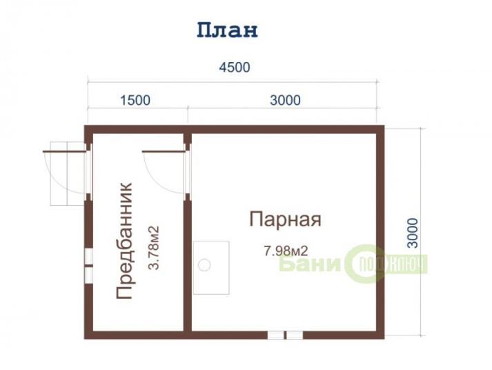 Баня из бруса 3х4,5м Б047