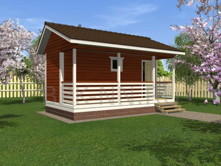 Каркасная баня 2х6 с террасой К027