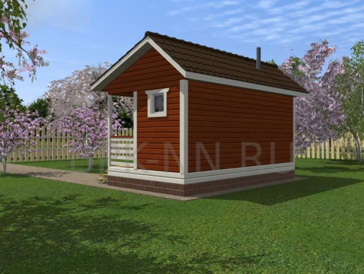 Каркасная баня 2х6 с террасой К027
